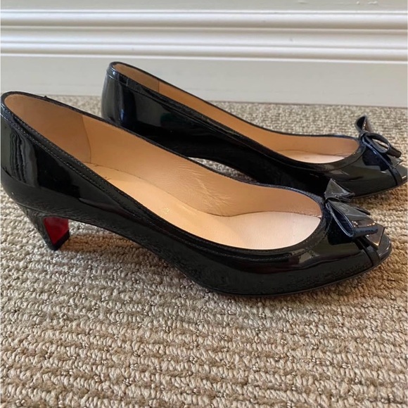 Christian Louboutin Shoes - Christian Louboutin Black Patent Leather Heels with Red Sole